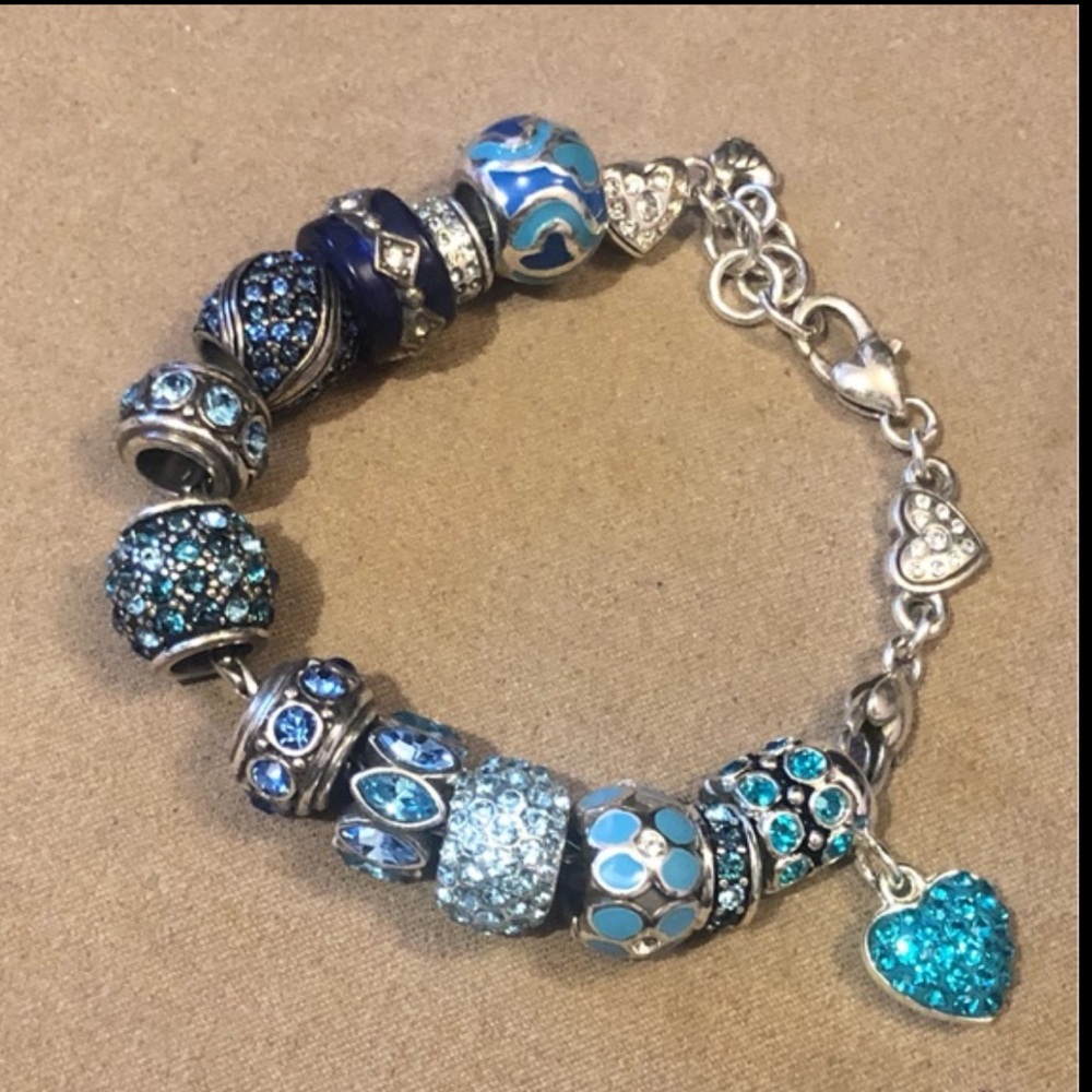 Two 🆕 Brighton Crystal Voyage spacers Thin beads 2 tones Blue crystals Retired - Picture 7 of 8